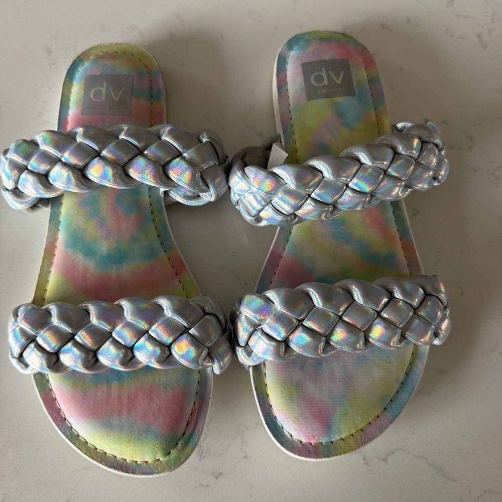 New DV by Dolce Vita Girl’s Careena Braided Silver Sandal Size: 13